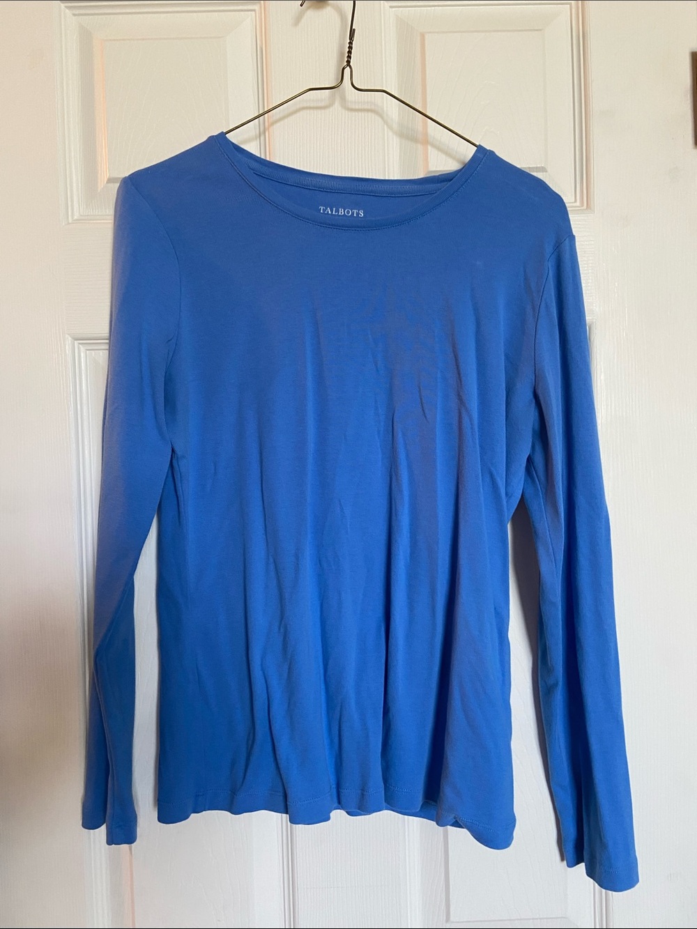 Talbots Women's Long Sleeve Crewneck Tee in Cobalt Blue